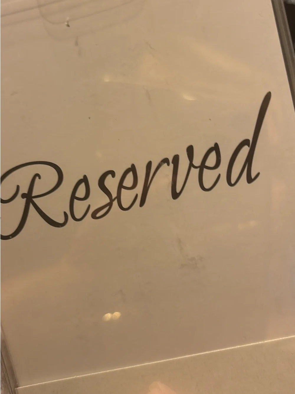 Reserved White Tent Cards with Elegant Script - Reserved Brand